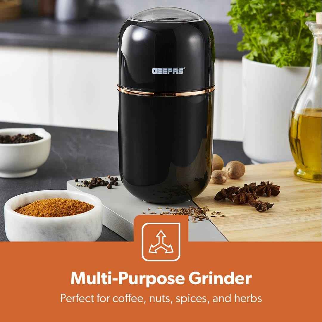 80g Coffee Grinder Stainless Steel Blades Dried Spice Nuts Herbs Mill 200W Black