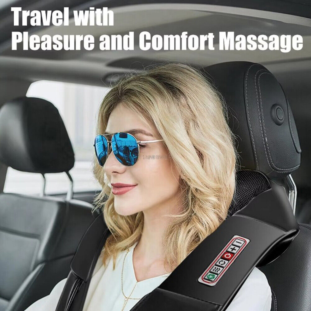 Electric Shiatsu Back Neck Shoulder Massager with Heat Kneading Body Car Home UK