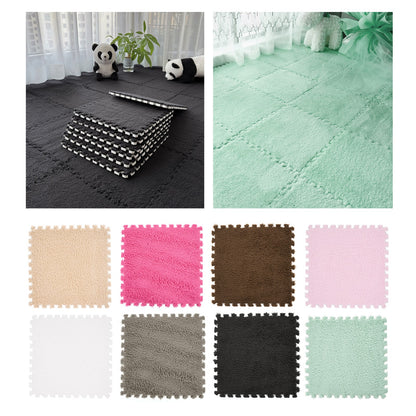 Plush EVA Foam Carpet Tiles 12/24pcs Interlocking Floor Mat Soft Cozy Anti-slip