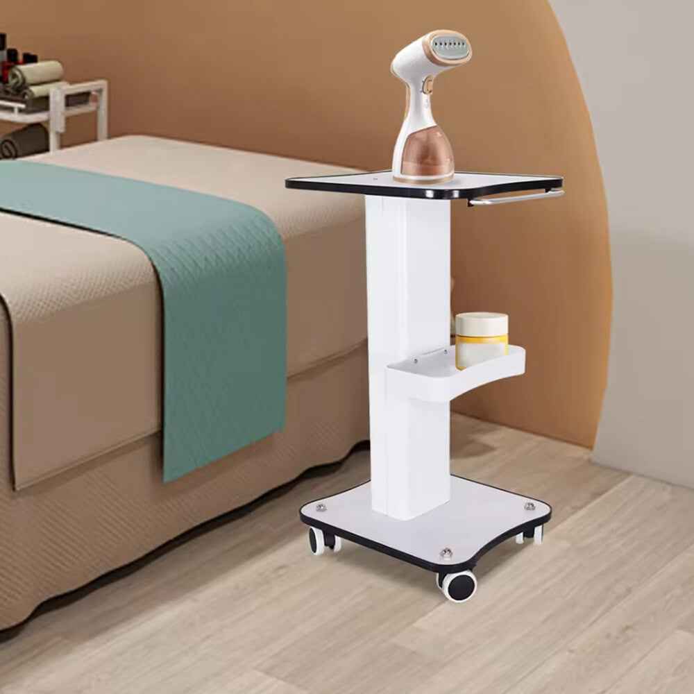White Beauty Salon Trolley On Wheels SPA Machine Storage Rolling Trolley Cart K