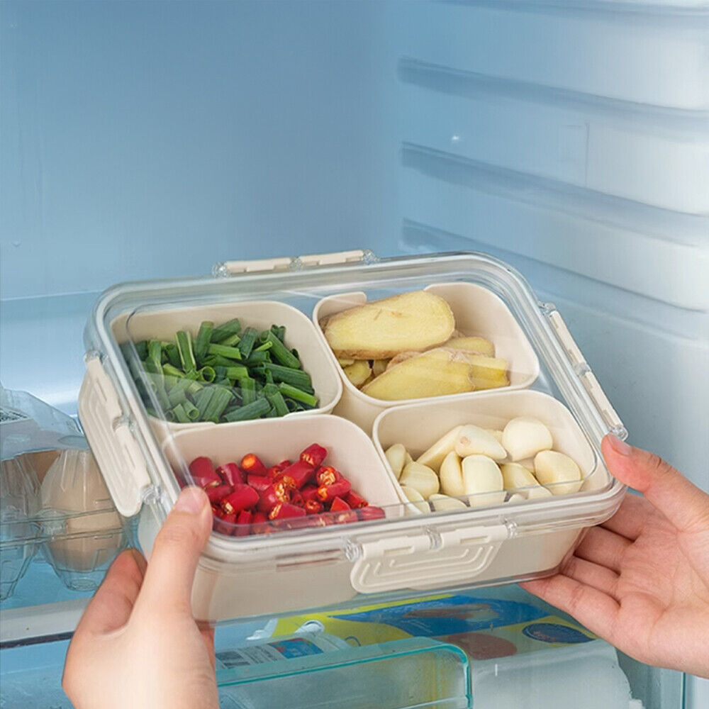 Fridge Box Holder Kitchen Cupboard Organiser Food Storage Dividers Container Lid