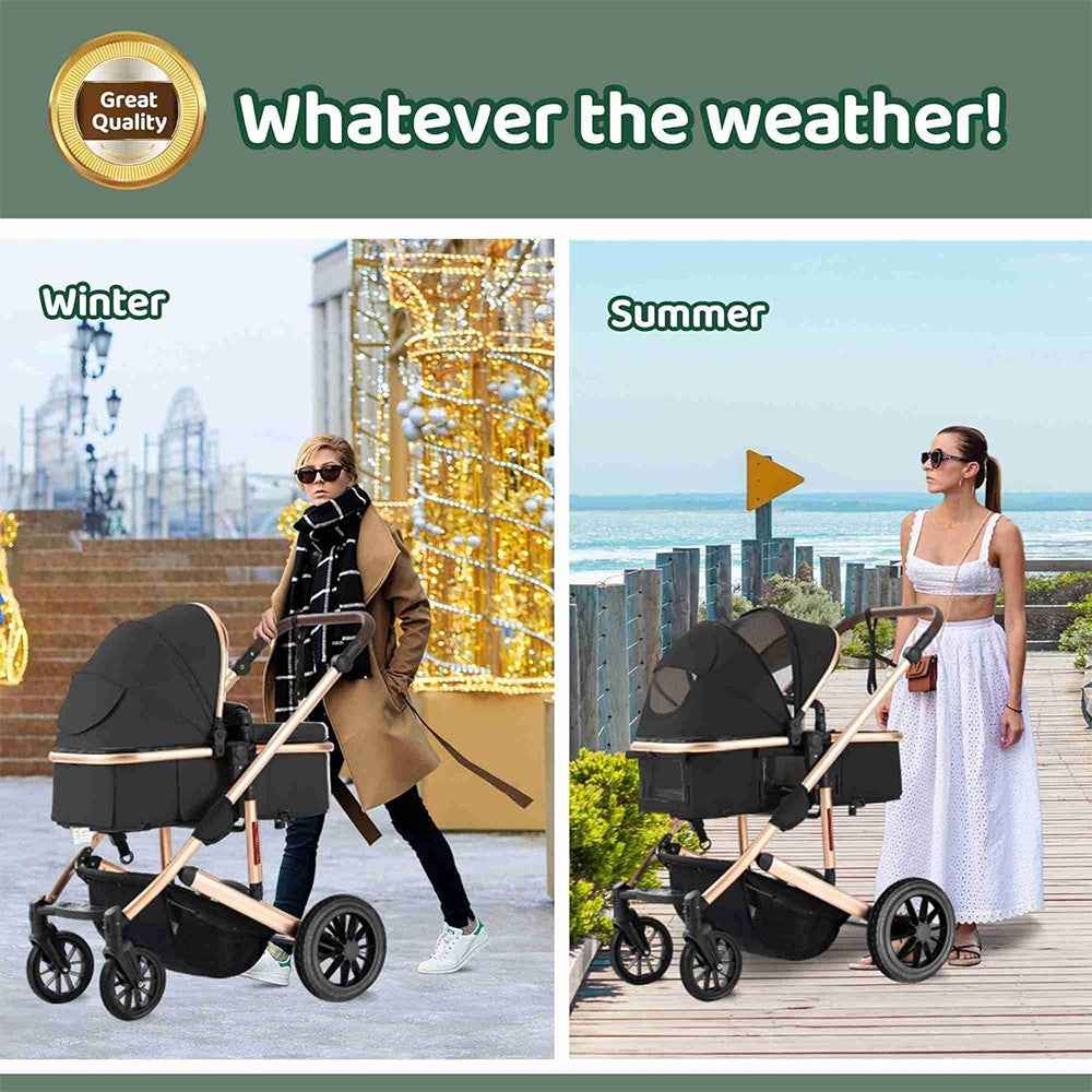 Newborn Baby Pram Pushchair Buggy Stroller 3in1 Travel System Car Seat Included