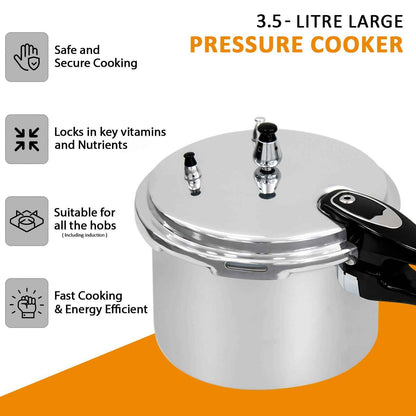 3.5/6/7.5 Litre Dual Handle aluminum Pressure Cooker Kitchen Catering Cookware