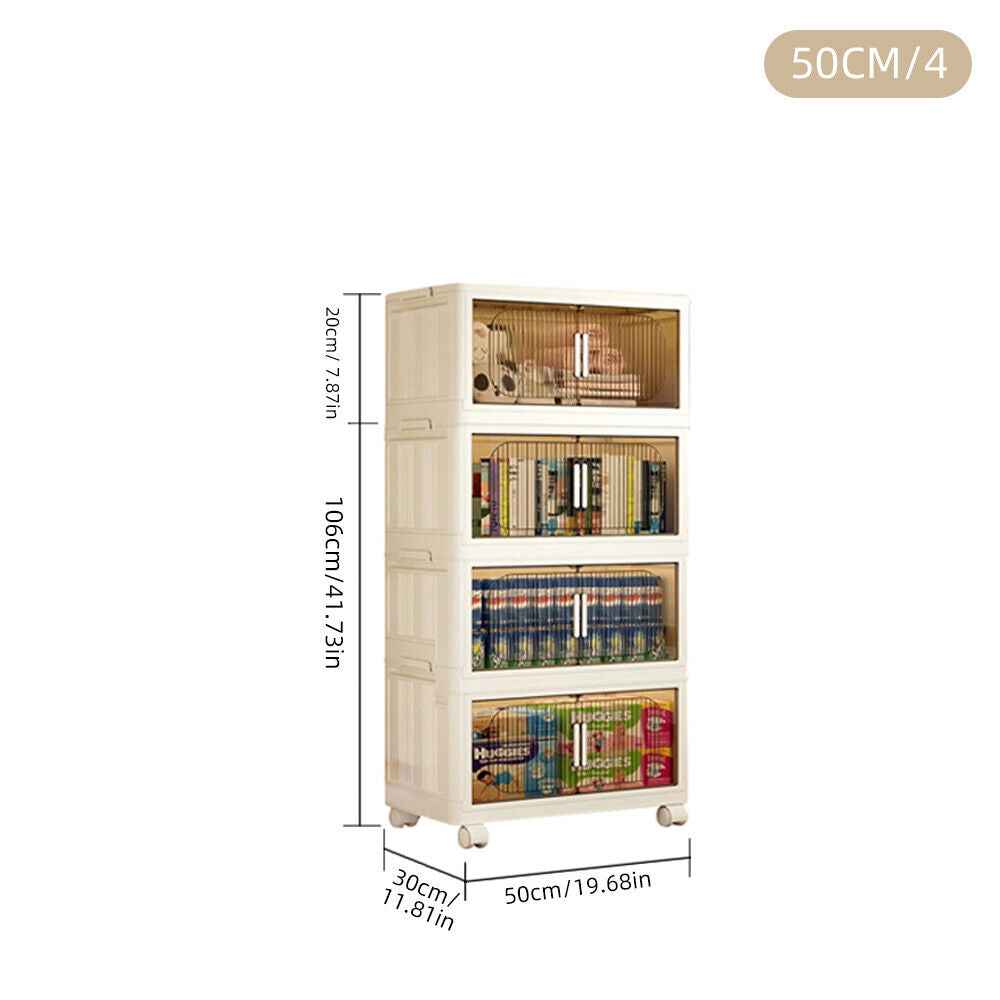 Large Folding Storage Box Stackable Case Cabinet Closet Home Organizer on Wheel