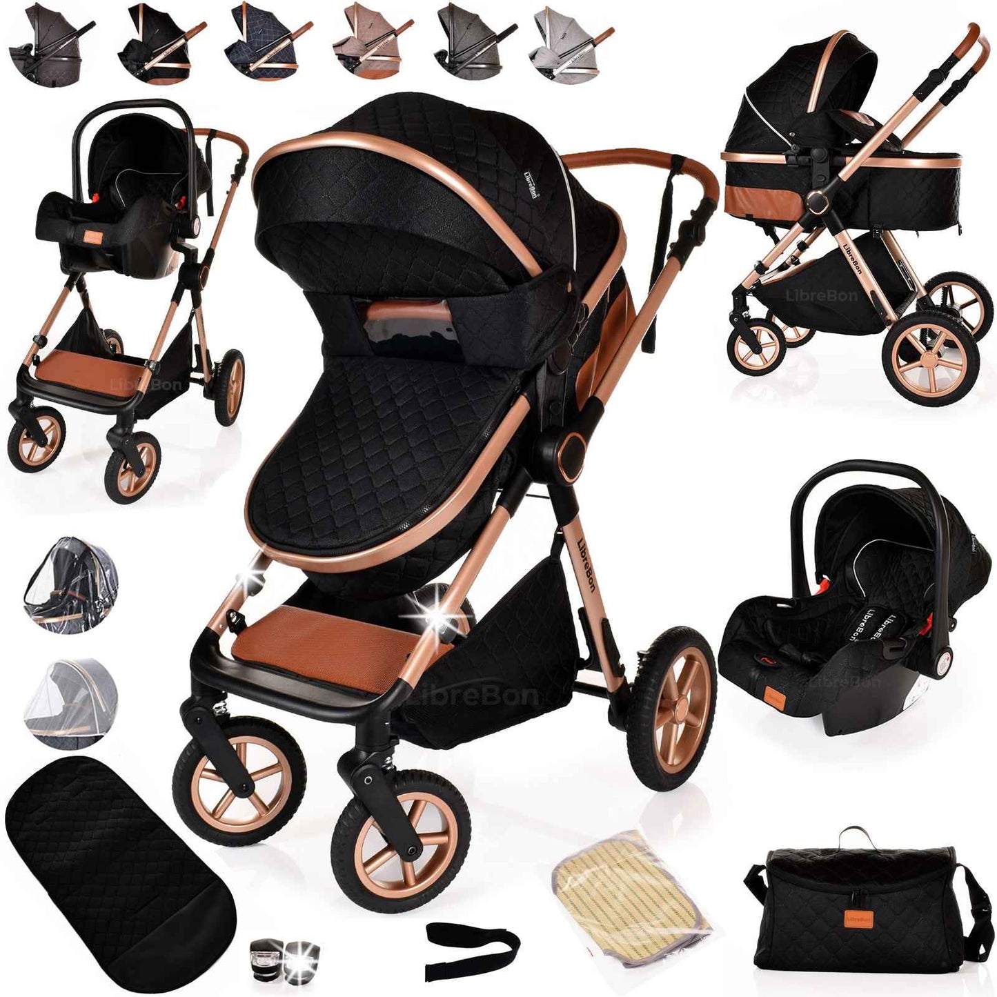 3 in 1 Pram Newborn Baby Buggy Set Travel System with Car Seat Folding Pushchair