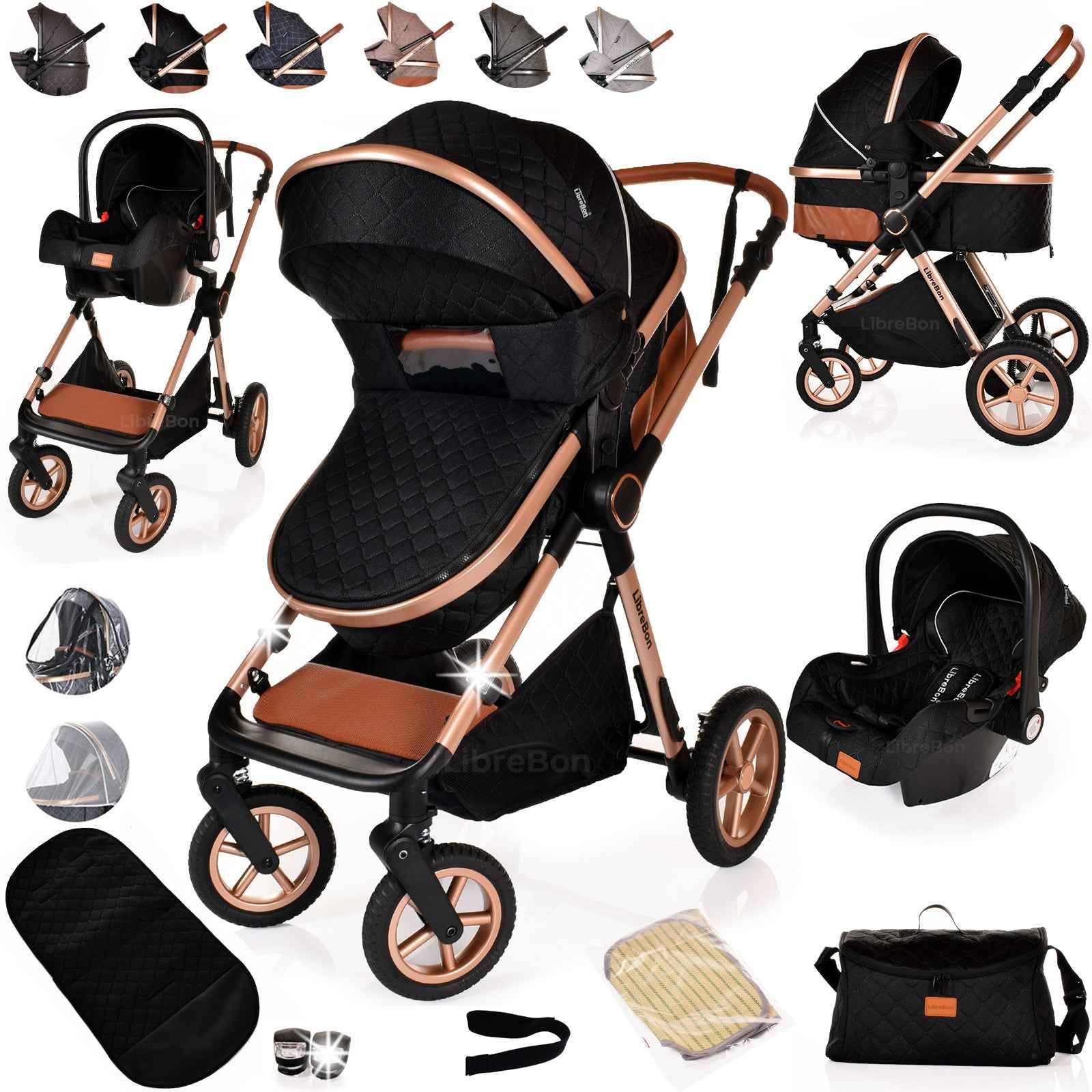 3 in 1 Pram Newborn Baby Buggy Set Travel System with Car Seat Folding Pushchair