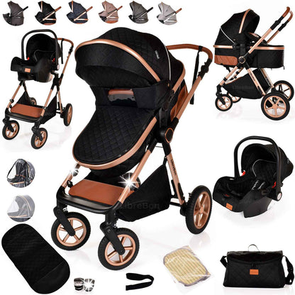 3 in 1 Pram Newborn Baby Buggy Set Travel System with Car Seat Folding Pushchair