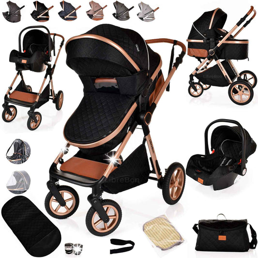 3 in 1 Pram Newborn Baby Buggy Set Travel System with Car Seat Folding Pushchair