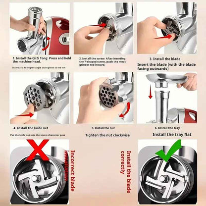 220V Electric Meat Grinder Multifunction Stainless Steel Mincer Sausage Stuffer