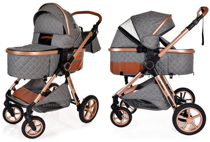 3 in 1 Pram Newborn Baby Buggy Set Travel System with Car Seat Folding Pushchair
