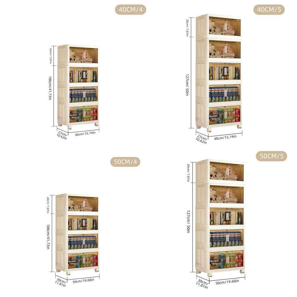 Large Folding Storage Box Stackable Case Cabinet Closet Home Organizer on Wheel