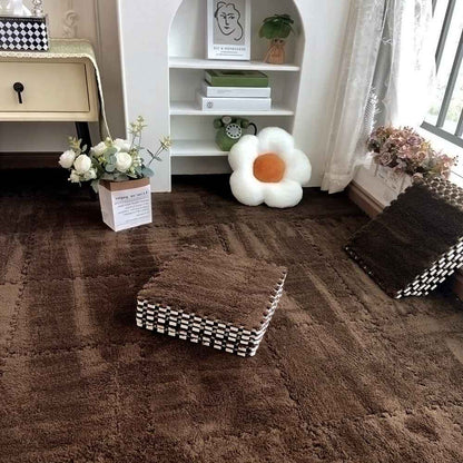 24pcs Interlocking Floor Mat Plush Foam Carpet Tiles Fluffy Square Area Carpets