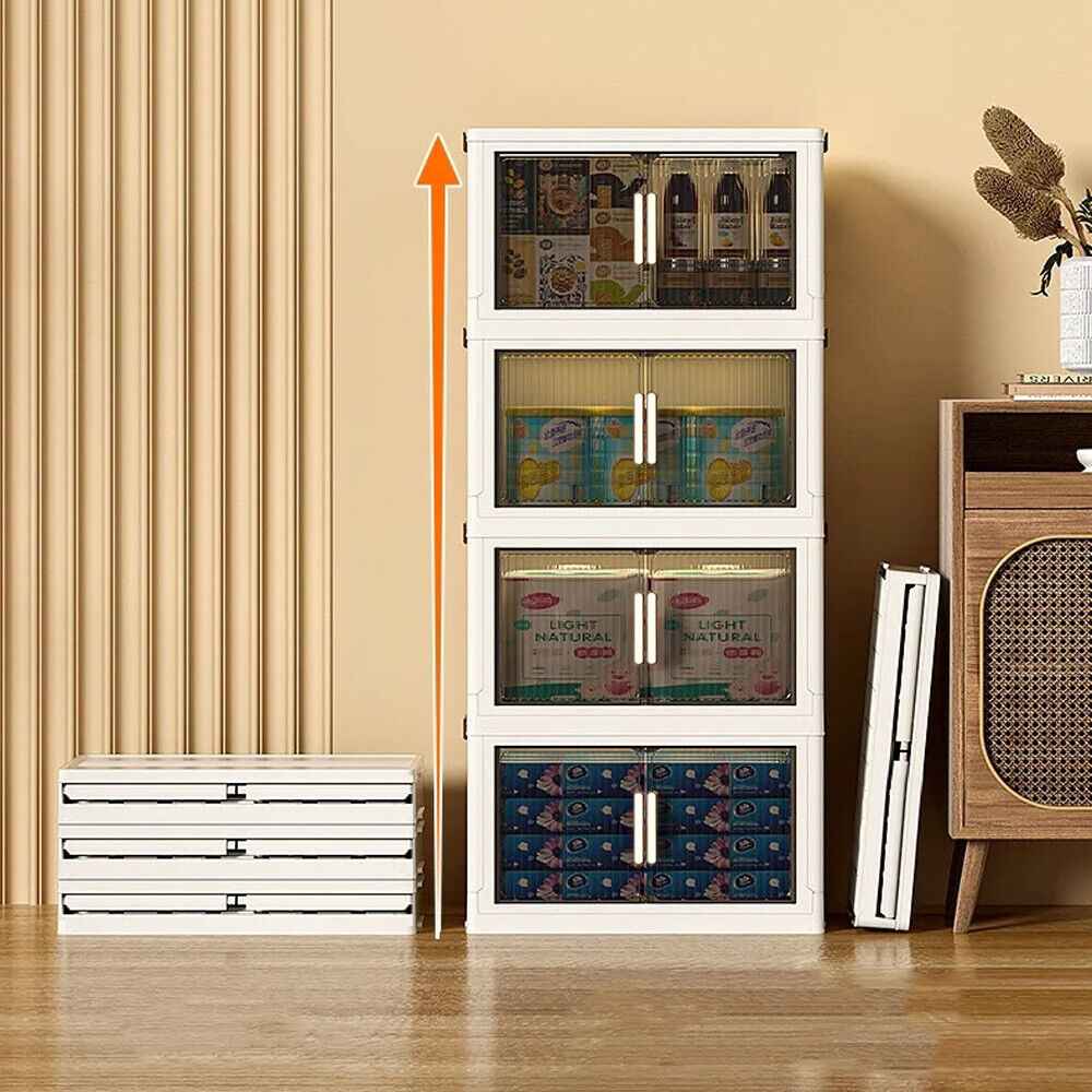 Large Folding Storage Box Stackable Case Cabinet Closet Home Organizer on Wheel