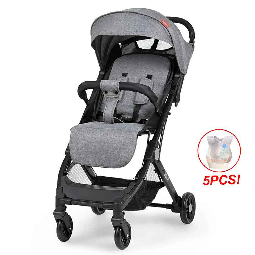 Portable Baby Stroller One-Hand Folding Pushchair W/Adjustable Backrest
