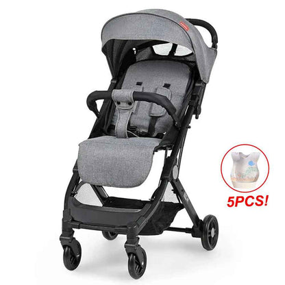 Portable Baby Stroller One-Hand Folding Pushchair W/Adjustable Backrest