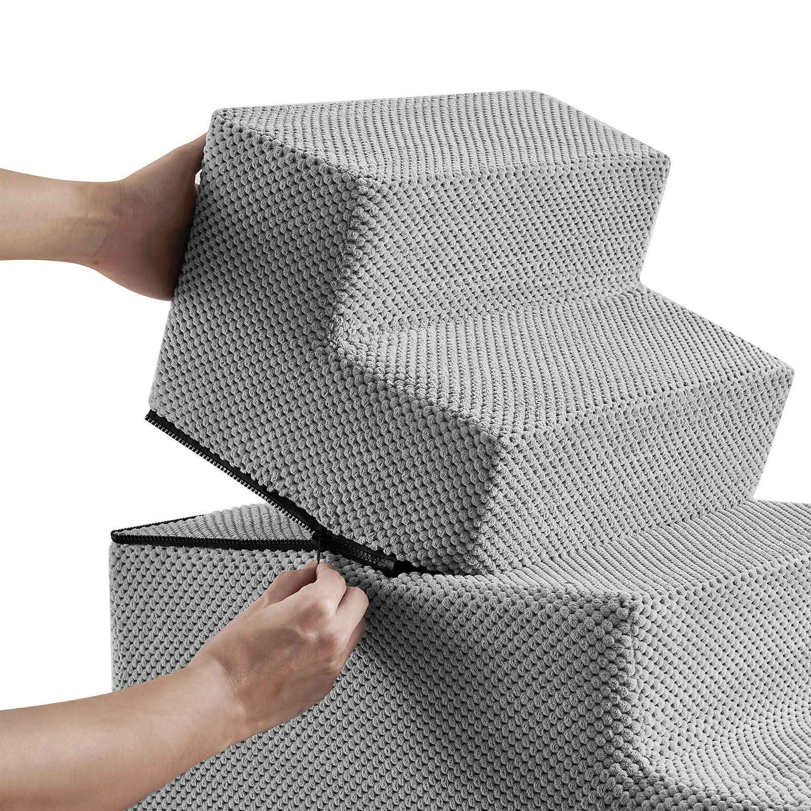 3/4/5 Steps Dog Stairs Pet For Bed Sofa Cats Ladder Ramp With Removable Cover UK