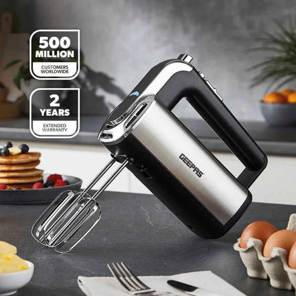 GEEPAS Electric Hand Mixer Food Mixer For Baking 5 Speed Storage Stand 400W