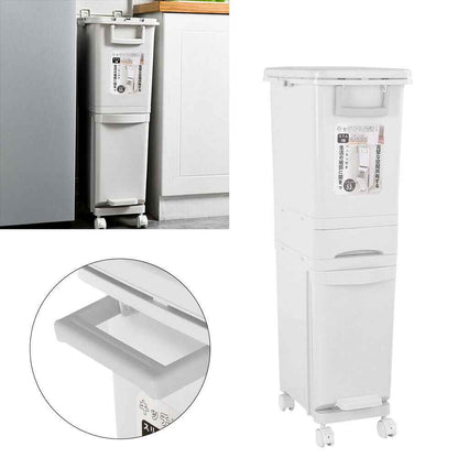 Large 3 Compartment Waste Recycling Bin Kitchen Rubbish Trash Can Pedal Dustbins