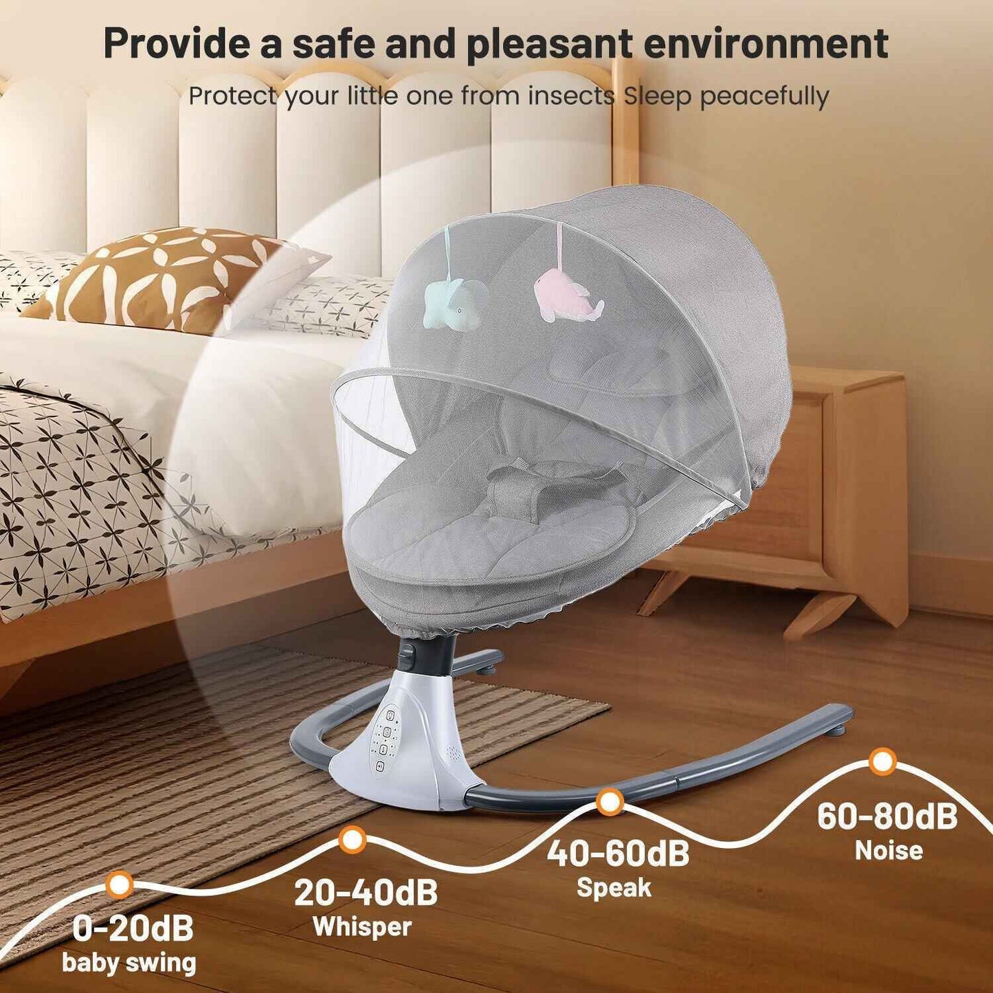 OYAJIA Bluetooth Electric Baby Swing Infant Cradle Bouncer Rocker Chair w/ Yaotu