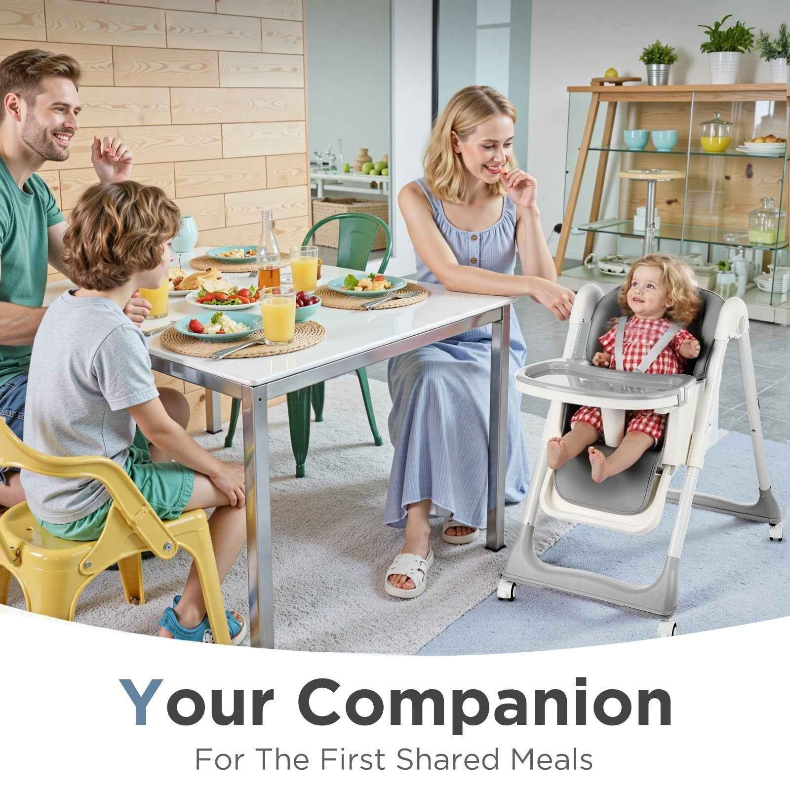 4 in1 Folding Baby High Chair, Adjustable Toddlers Highchair with 4 Uxedmruehjos