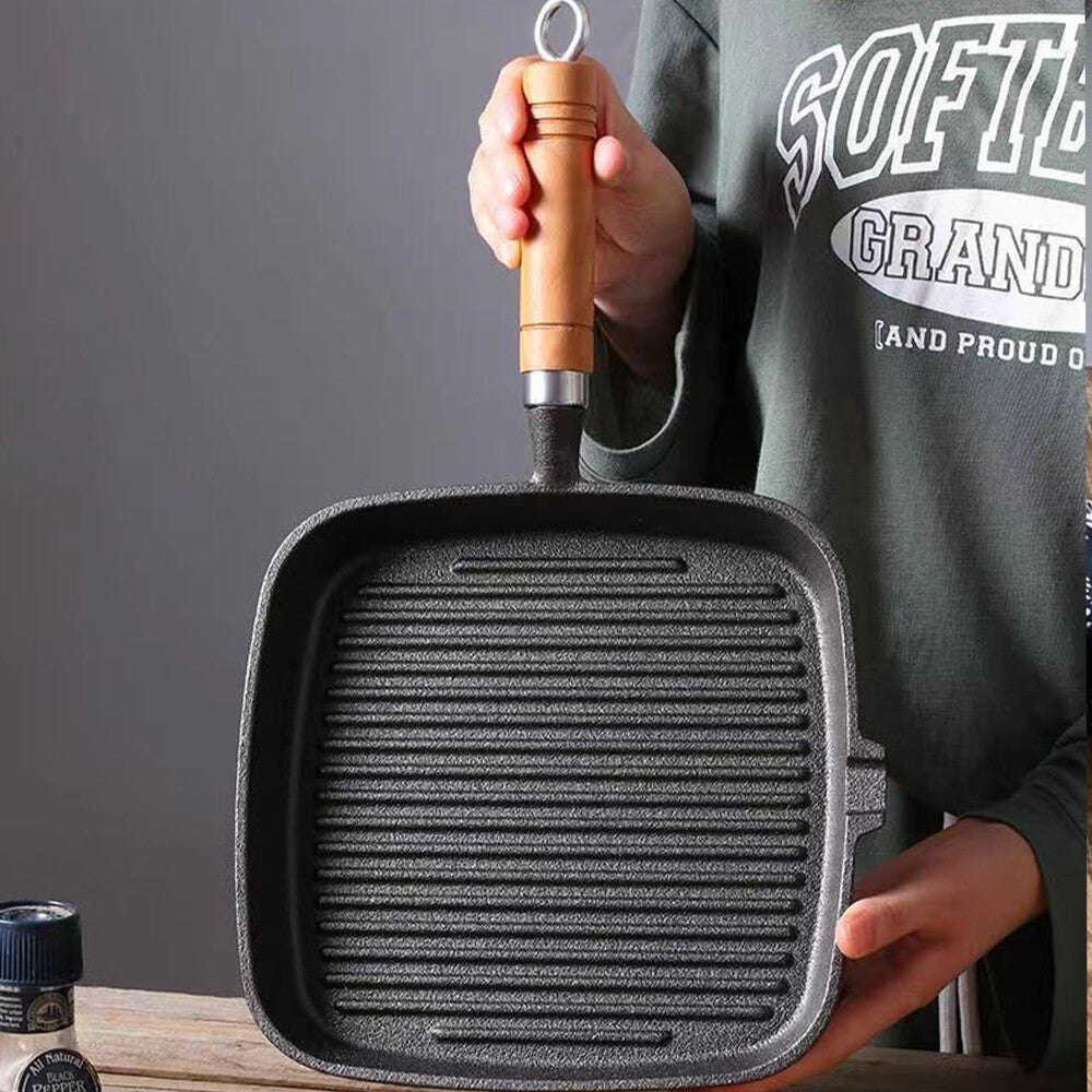 Grill Pan Non Stick Griddle Frying Poring Lips Induction Skillet Cooking Steak