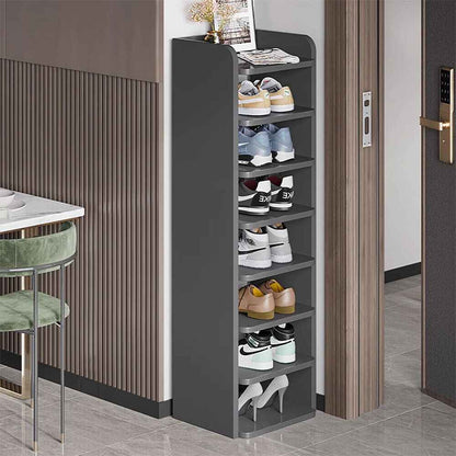 5-8 Tier Black Wooden Hallway Shoe Rack Open Shelves Shoe Cabinet Storage Unit