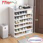 5-8 Tier White Wooden Hallway Shoe Rack Open Shelves Shoe Cabinet Storage Unit