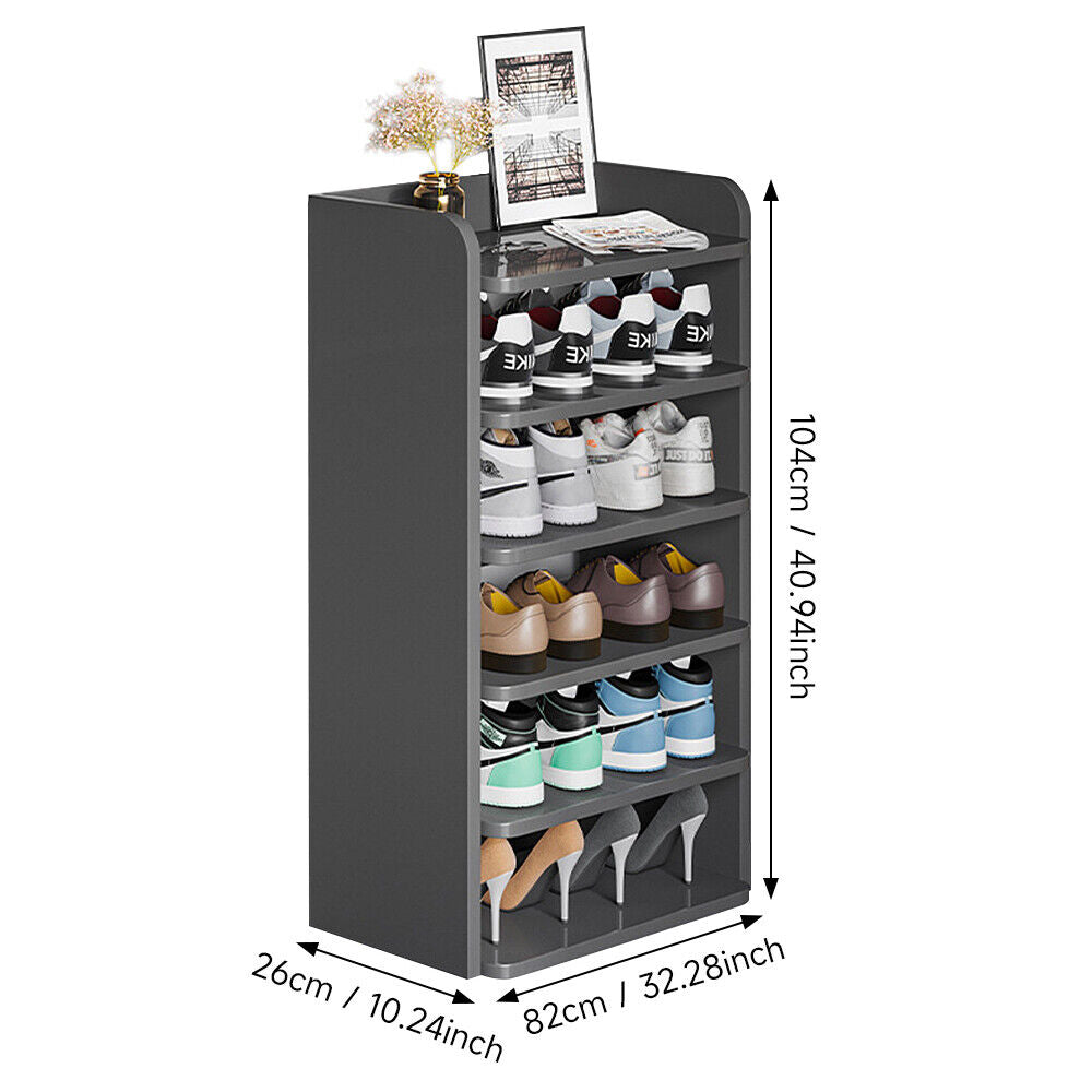 5-8 Tier Black Wooden Hallway Shoe Rack Open Shelves Shoe Cabinet Storage Unit