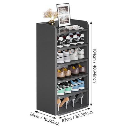 5-8 Tier Black Wooden Hallway Shoe Rack Open Shelves Shoe Cabinet Storage Unit