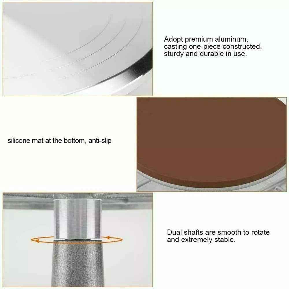 Cake Turntable 12'' Aluminum Cake Revolving Stand Holder Cake Baking Tool-UK