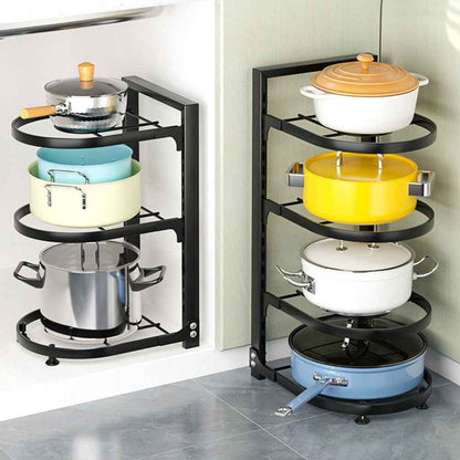 2-7Tier Black Pan Stand Saucepan Pot Rack Kitchen Storage Organiser Shelf Holder
