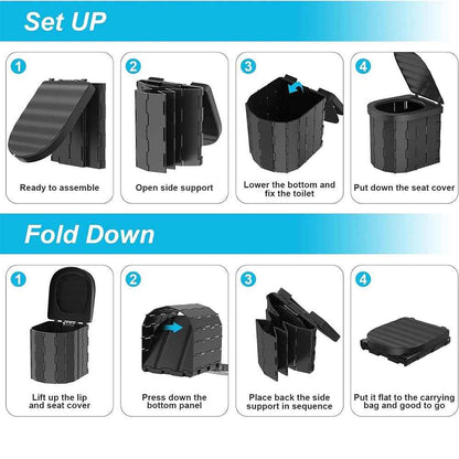 Folding Toilet Car Outdoor Travel Potty Portable for Camping Hiking Beach