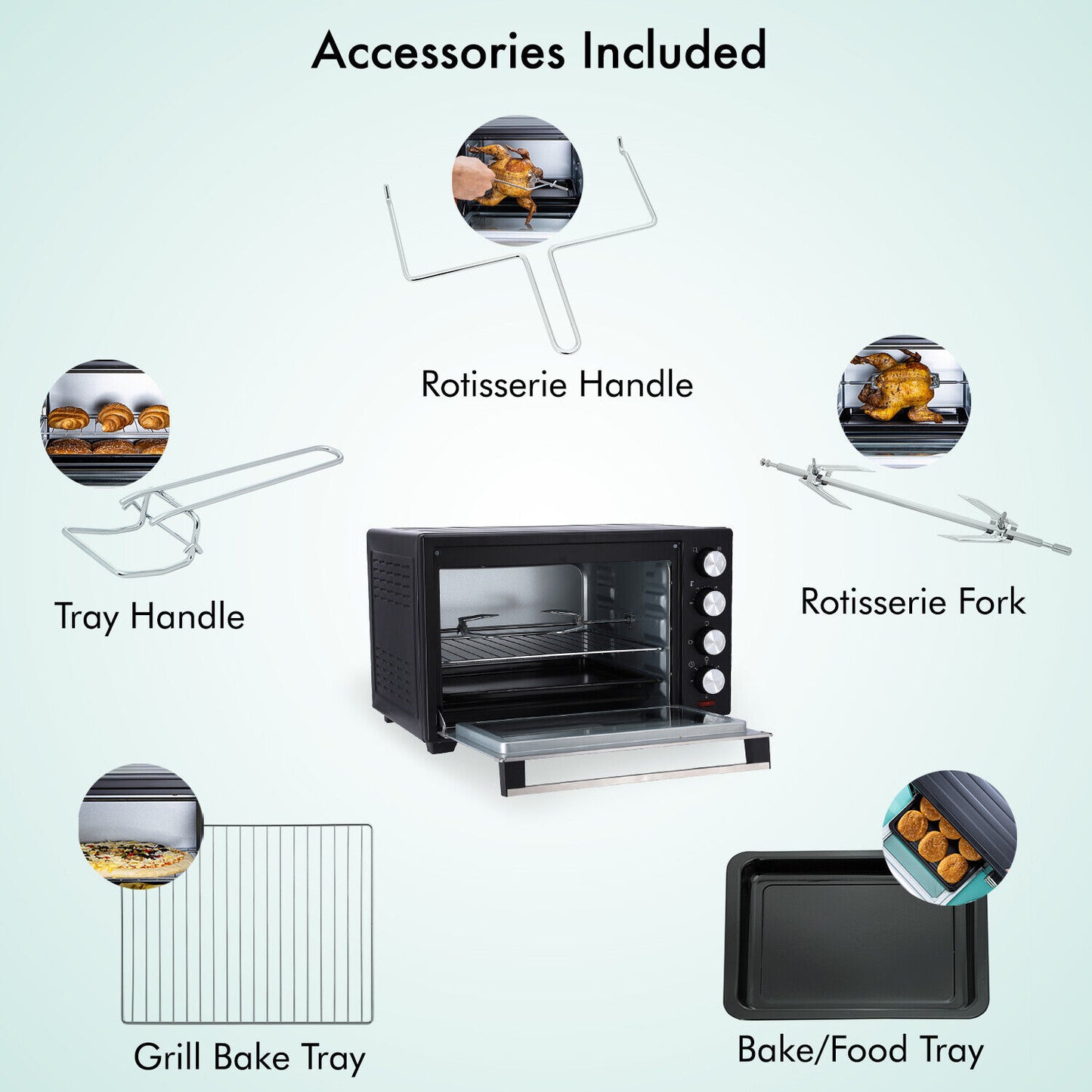 GEEPAS Mini Oven Toaster Grill Tabletop Compact Portable Baking Cooker Electric