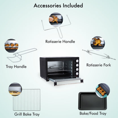 GEEPAS Mini Oven Toaster Grill Tabletop Compact Portable Baking Cooker Electric