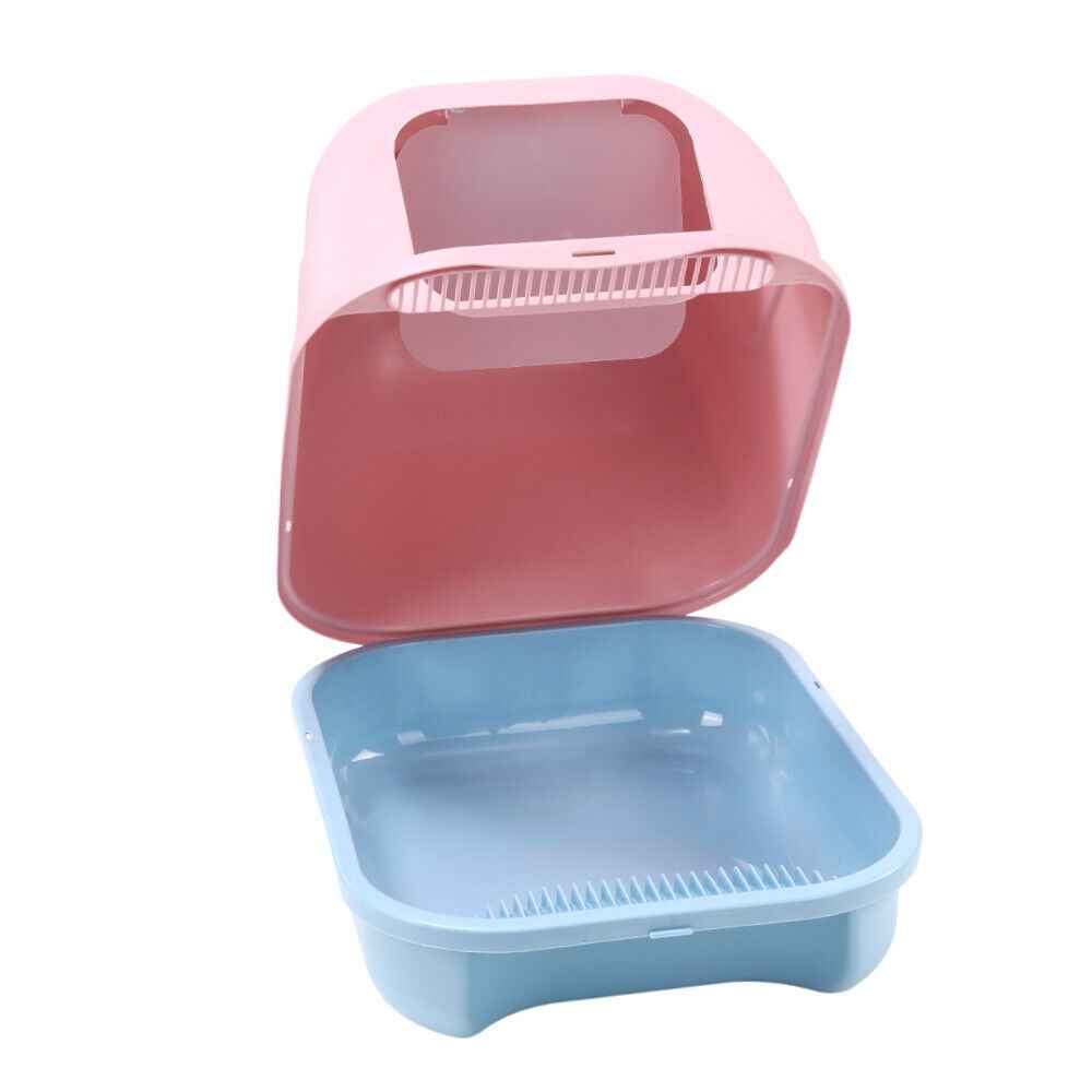 Large Hooded Cat Litter Tray Litter Box Self Cleaning Cat Pan Potty Tray w/ Lid