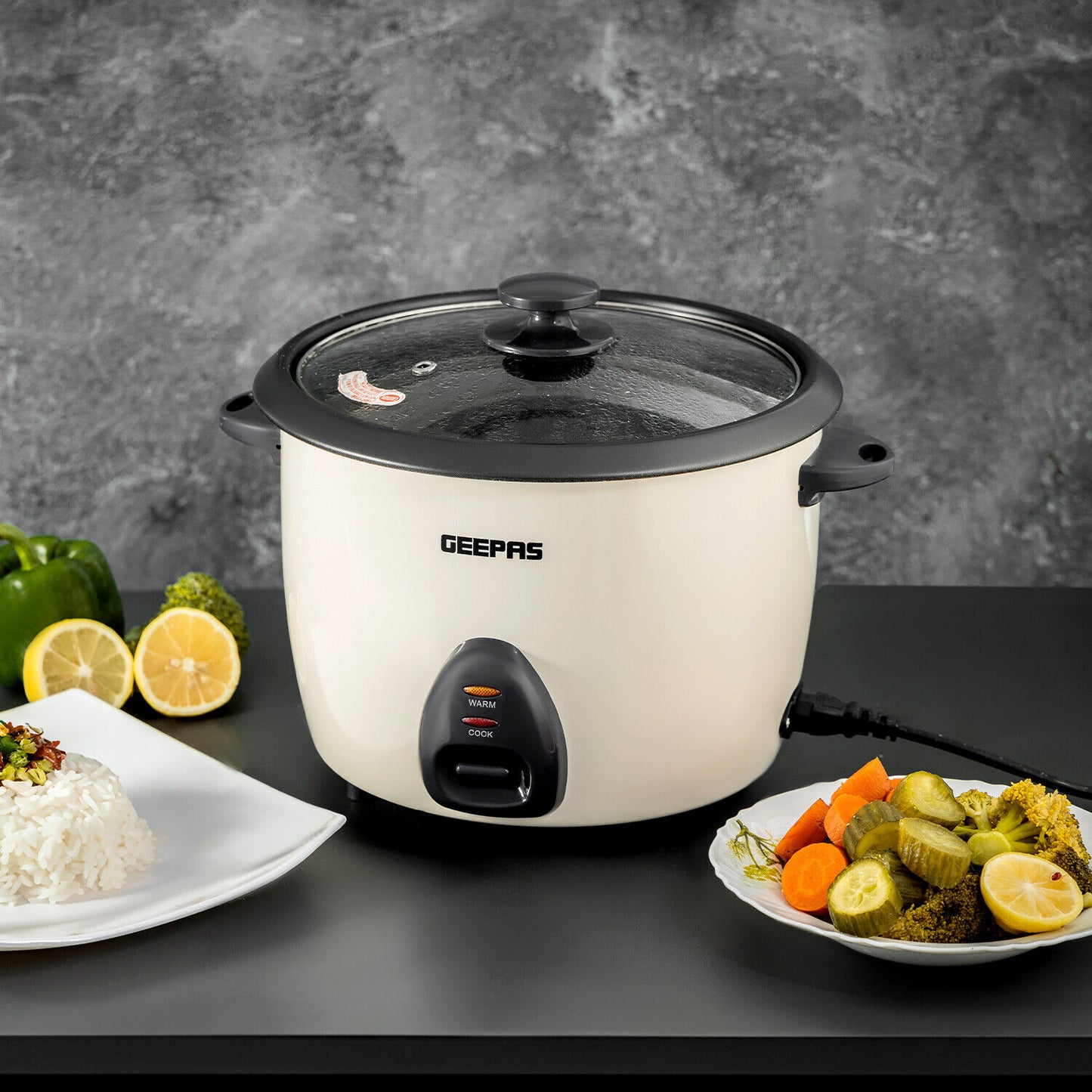 GEEPAS Electric Rice Cooker Steamer Pot 3 in 1 Cooking Non Stick Keep Warm