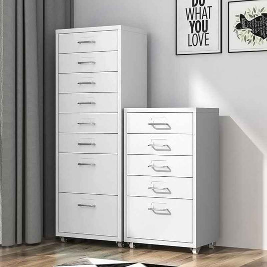 3/5/6/8 Drawers Mobile Metal Desk Office Pedestal Storage Filing Cabinets Unit
