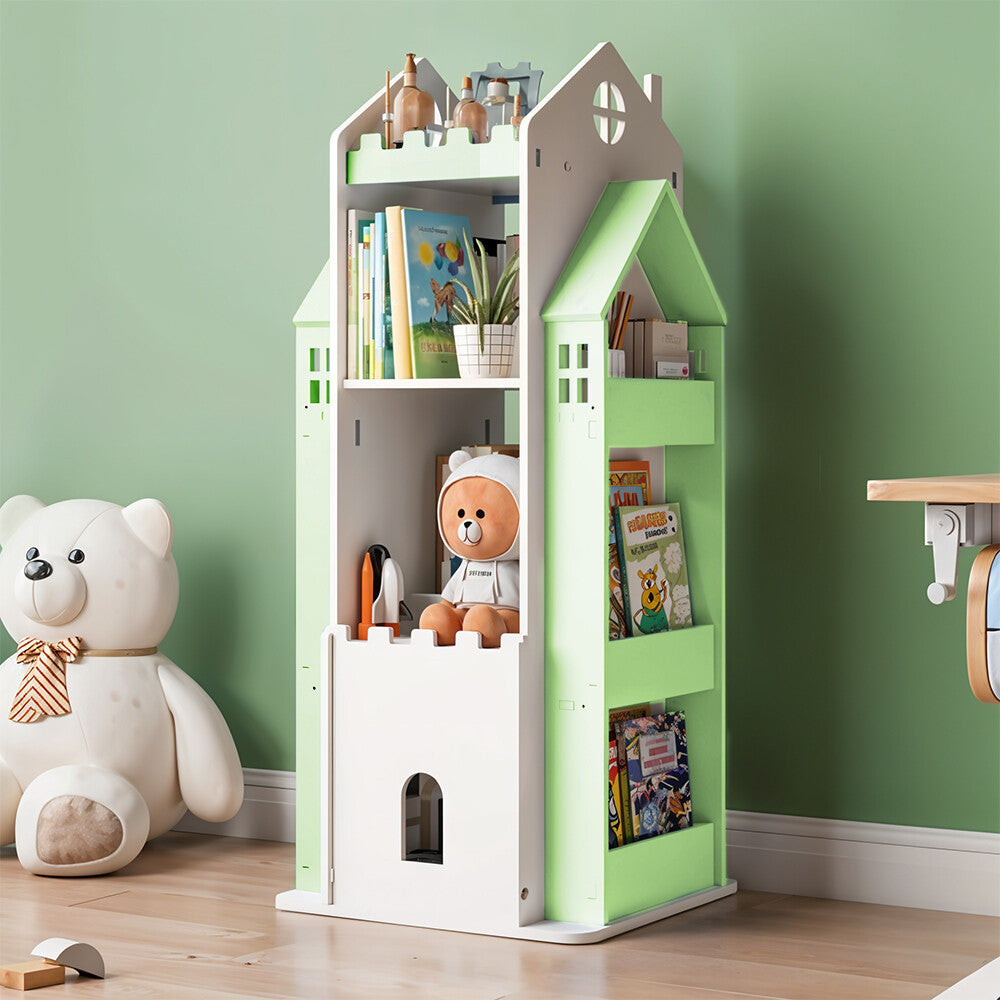 360° Rotating Kids Children Bookshelf Floor Book Shelf Rack Toy Storage Bookcase