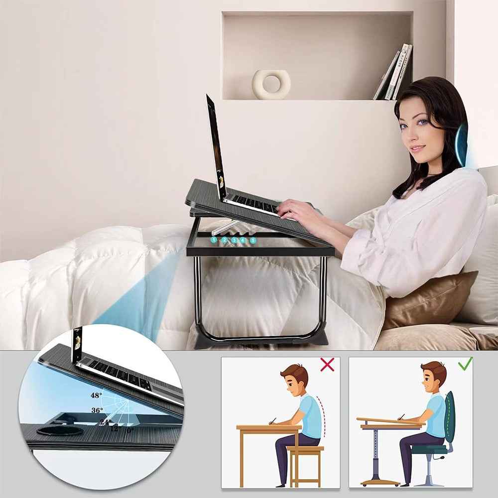 Folding Laptop Table Stand Bed Tray Sofa Lap Portable Computer Desk Breakfast