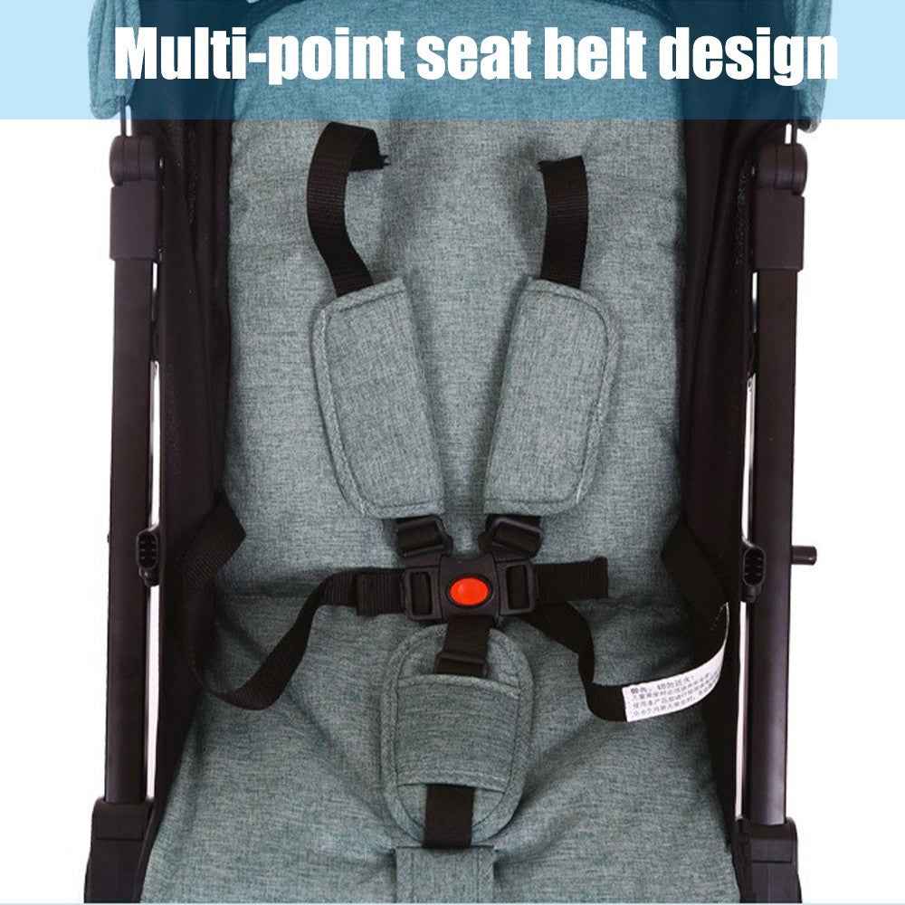 Portable Baby Stroller One-Hand Folding Pushchair W/Adjustable Backrest