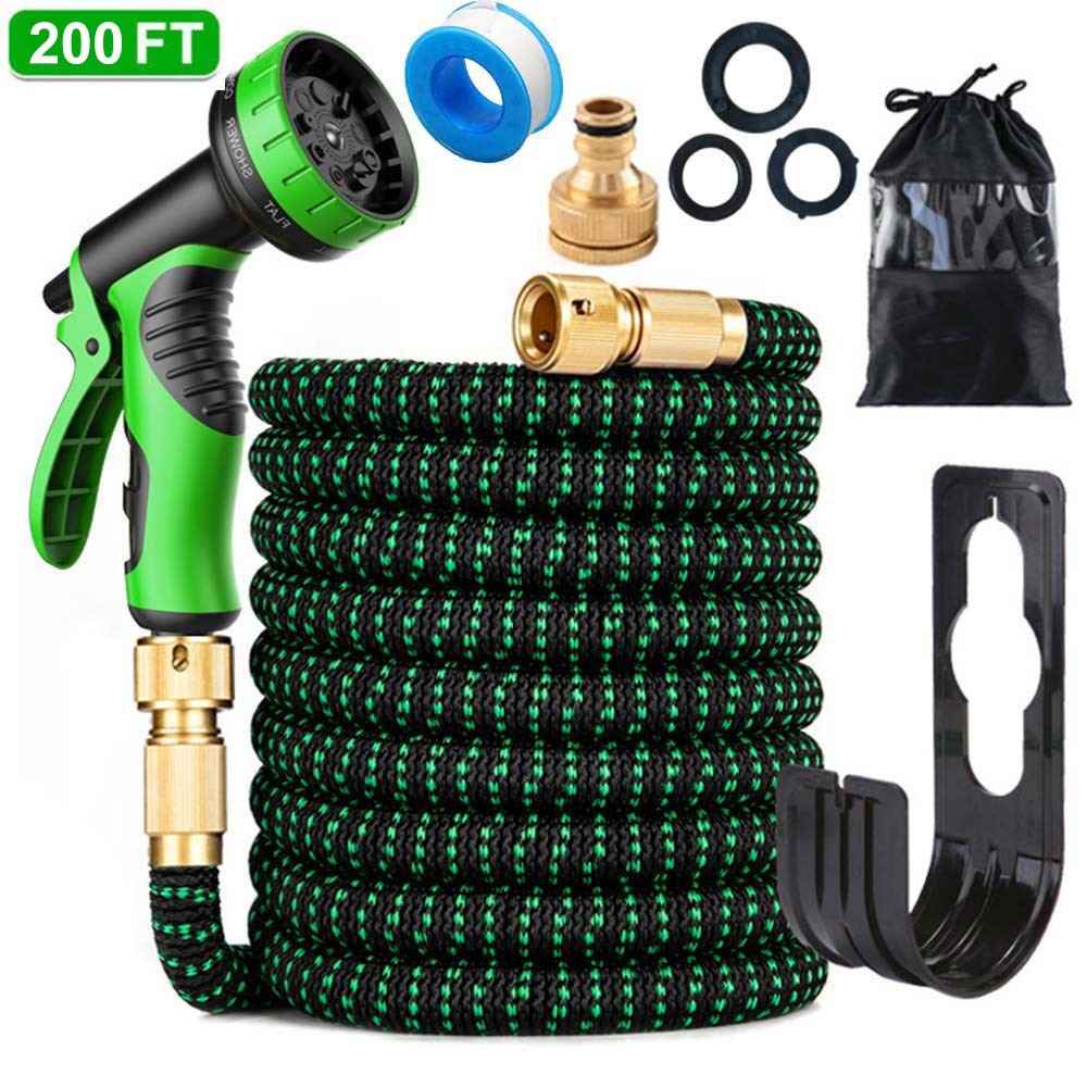 200FT Heavy Duty Expandable Garden Hose Flexible Hose Pipe 10 Modes Spray Gun UK