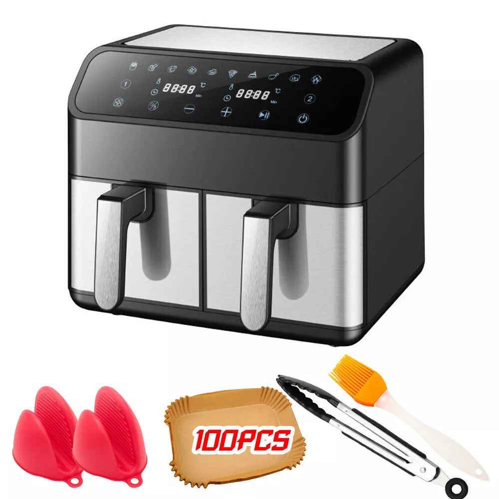 6L+6L Dual Zone Digital Air Fryer Oven Cooker Oil Free Low Fat with 100 Tray