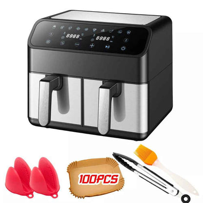 6L+6L Dual Zone Digital Air Fryer Oven Cooker Oil Free Low Fat with 100 Tray