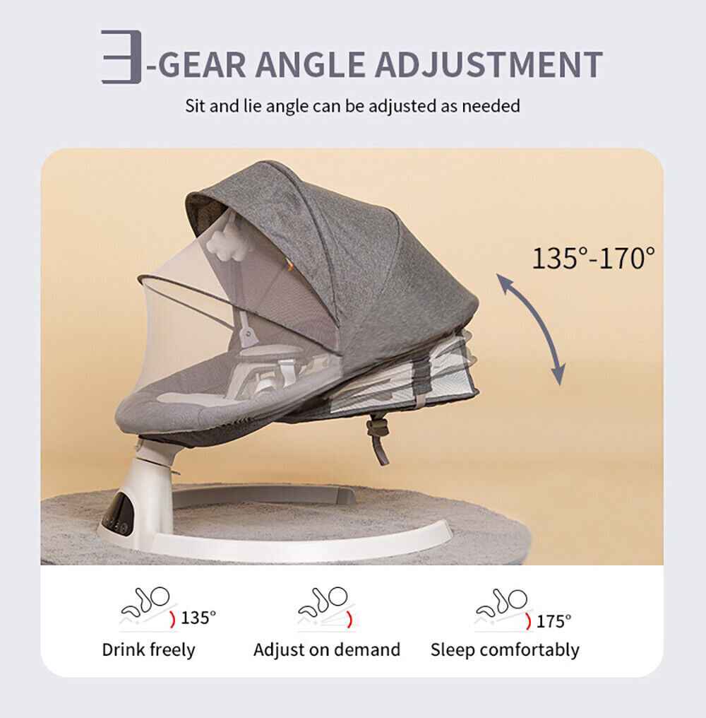 Bluetooth Electric Baby Swing Infant Music Cradle Bouncer Chair Rocker Remote UK