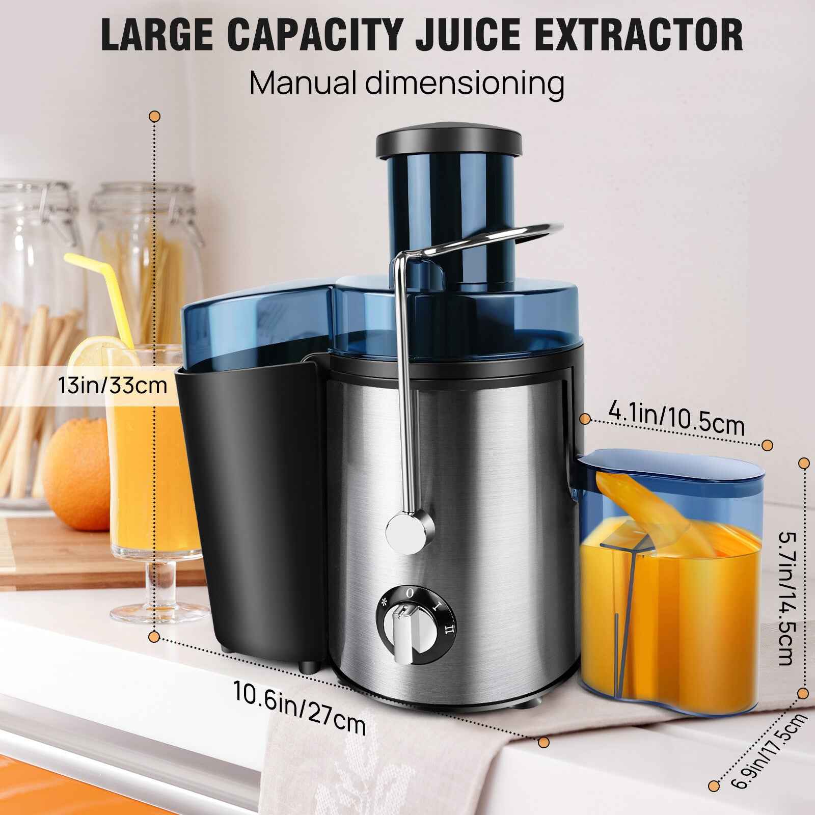 1000W Juicer Machine Whole Fruit and Vegetable Juice Extractor Stainless Steel