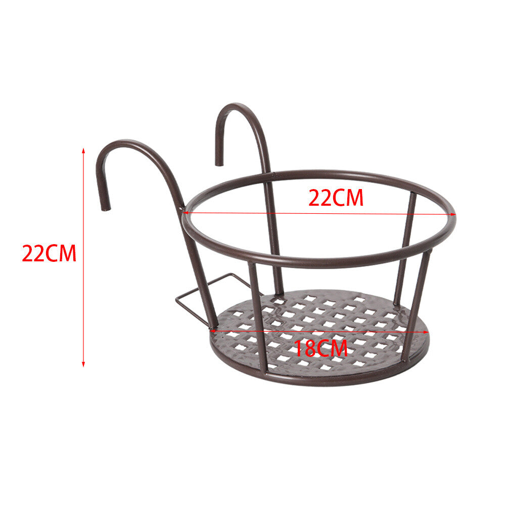 Fence Balcony Metal Hanging Small Plant Planter Stand Flower Pots Holder Rack UK