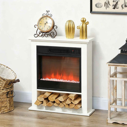 Electric Fireplace with 9 Colours Flame Effect & 5 Brightness Levels, White