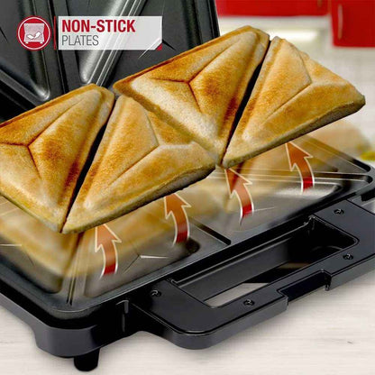 Toastie Maker 4 Slice Sandwich Toaster Non-Stick Machine Easy Clean 900W