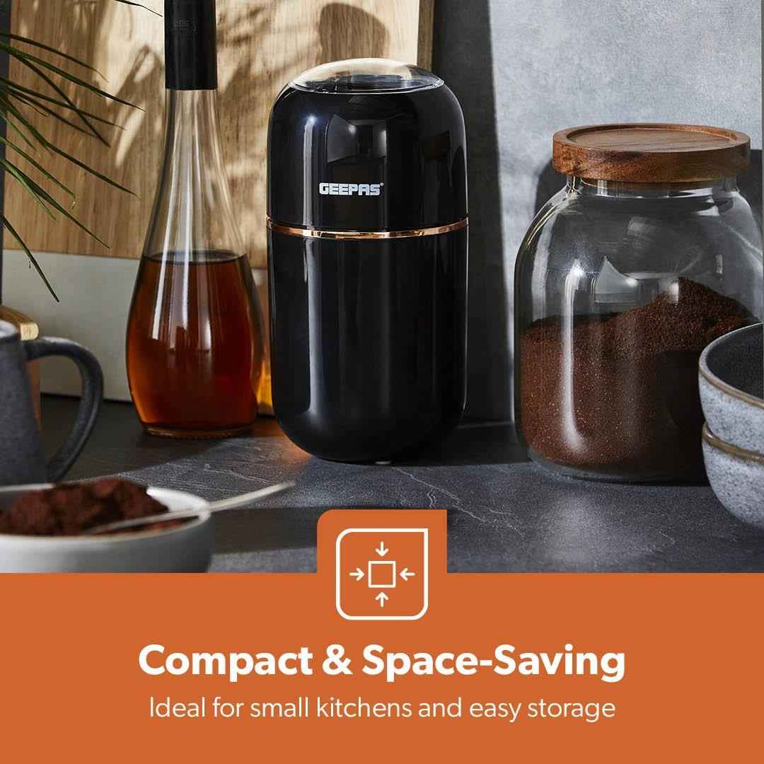 80g Coffee Grinder Stainless Steel Blades Dried Spice Nuts Herbs Mill 200W Black