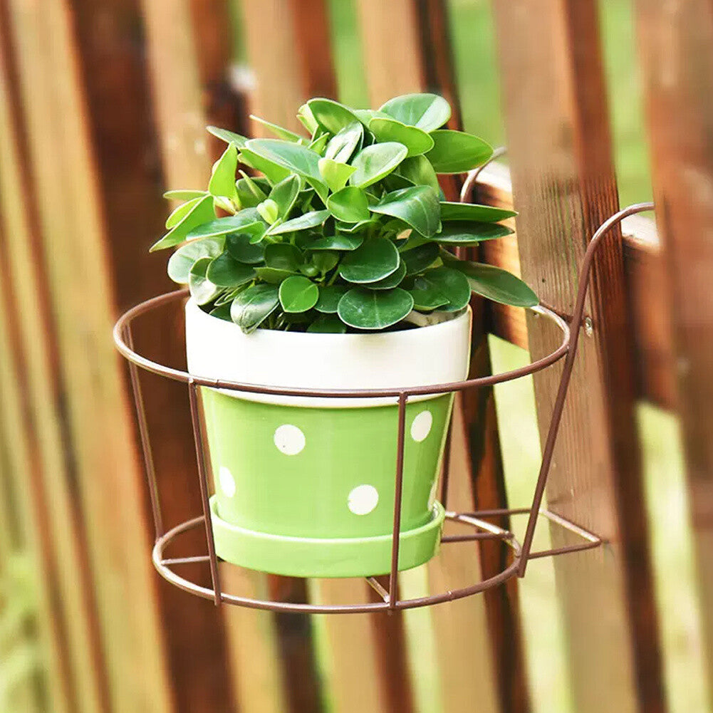 Fence Balcony Metal Hanging Small Plant Planter Stand Flower Pots Holder Rack UK